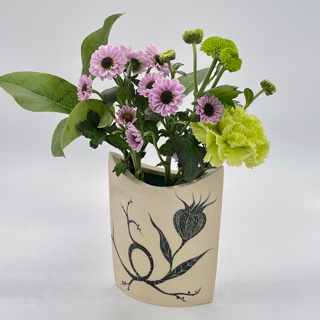 Ceramic, vase, floral, clay, pottery, unique design