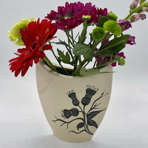 Vase, clay, pottery, floral, handmade, unique design 